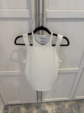 pistola White Double-Strap Ribbed Tank